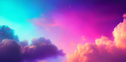 Sky with multicolor clouds. AI generated illustration