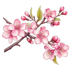 Pink cherry blossom branch
