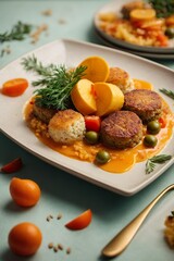 grilled meat with vegetables