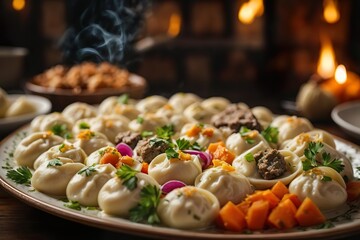plate with dumplings