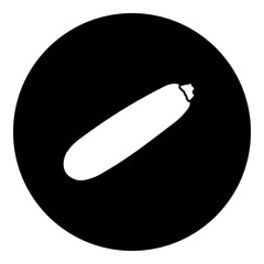 A zucchini symbol in the center. Isolated white symbol in black circle. Illustration on transparent background