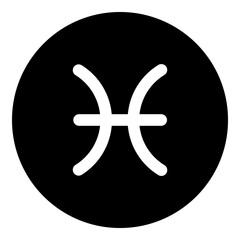 Fototapeta premium A zodiac pisces symbol in the center. Isolated white symbol in black circle. Illustration on transparent background