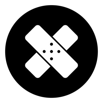 recommend clip art: A adhesive plaster symbol in the center. Isolated white symbol in black circle. Illustration on transparent background