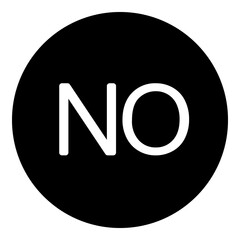 A no symbol in the center. Isolated white symbol in black circle. Illustration on transparent background
