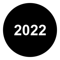 A 2022 year symbol in the center. Isolated white symbol in black circle. Vector illustration on white background
