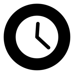 A time symbol in the center. Isolated white symbol in black circle. Vector illustration on white background