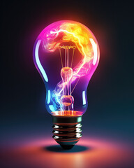 Colorful Light Bulb, Ideas Concept with Paint Splashes and Vivid Creativity