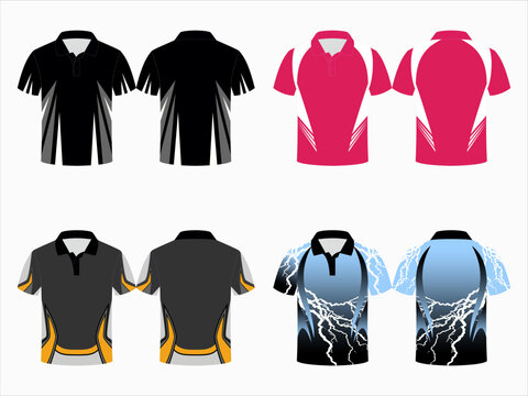 SPORTS POLO SHIRT ARTWORK MOCKUP ditable vector mockups for men's sports polo shirts with front and back views. Templates feature blank sublimated white, and colored, suitable for soccer, football