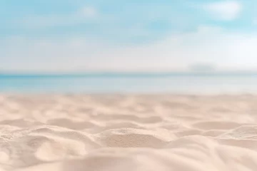 Gordijnen Sea sand sky closeup, sunset colors clouds, horizon sea water surface background banner. Inspire nature landscape coast. Beautiful wonderful tropical island paradise. Beach sunrise summer vacation © icemanphotos