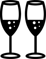 Celebration Champagne Glasses Vintage Outline Icon In Hand-drawn Style