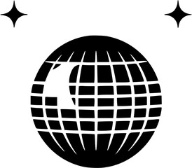 Celebration Disco Ball Vintage Outline Icon In Hand-drawn Style