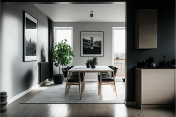 an open - air room with an overhead fan and a dining area