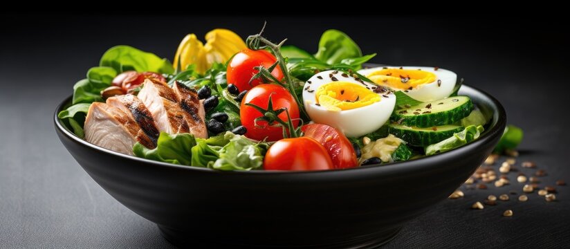 For a healthy breakfast on Easter morning try a black chicken bowl made with organic natural ingredients like boiled eggs and high protein food satisfying both your taste buds and your diet