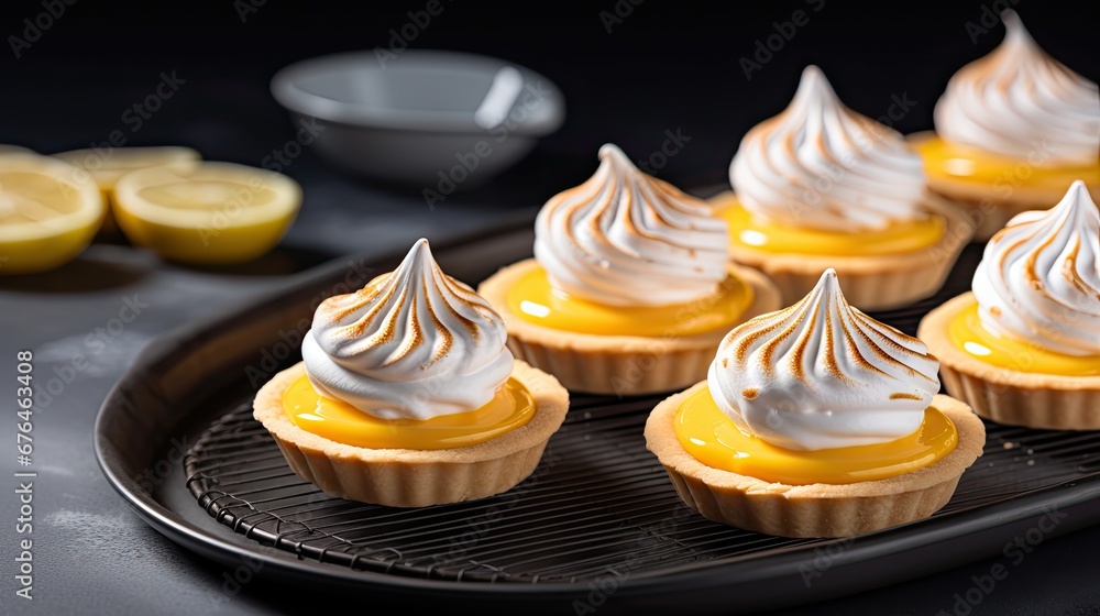 Aufkleber a close up of a tray of cupcakes with frosting and lemons in the background and a bowl of lemons in 