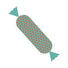 Vector illustration of a candy in a blue wrap.