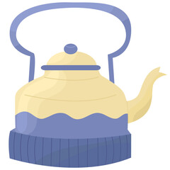 Cute teapots with abstract design. Kettle isolated on white background.