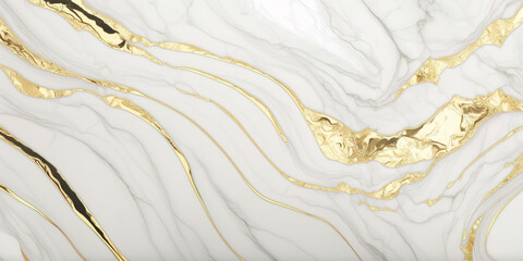 Luxury white and metallic gold marble background. Generative AI