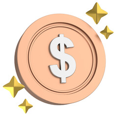 3D dollar coin. 3D illustration.