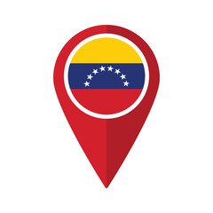 Flag of Venezuela flag on map pinpoint icon isolated red color