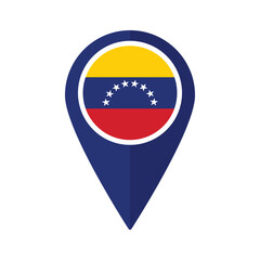 Flag of Venezuela flag on map pinpoint icon isolated blue color