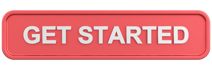 Get started button. 3D illustration.