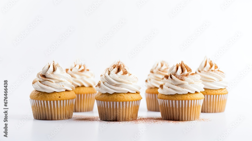 Aufkleber a group of cupcakes with white frosting on top of each of the cupcakes is on a white surface. genera