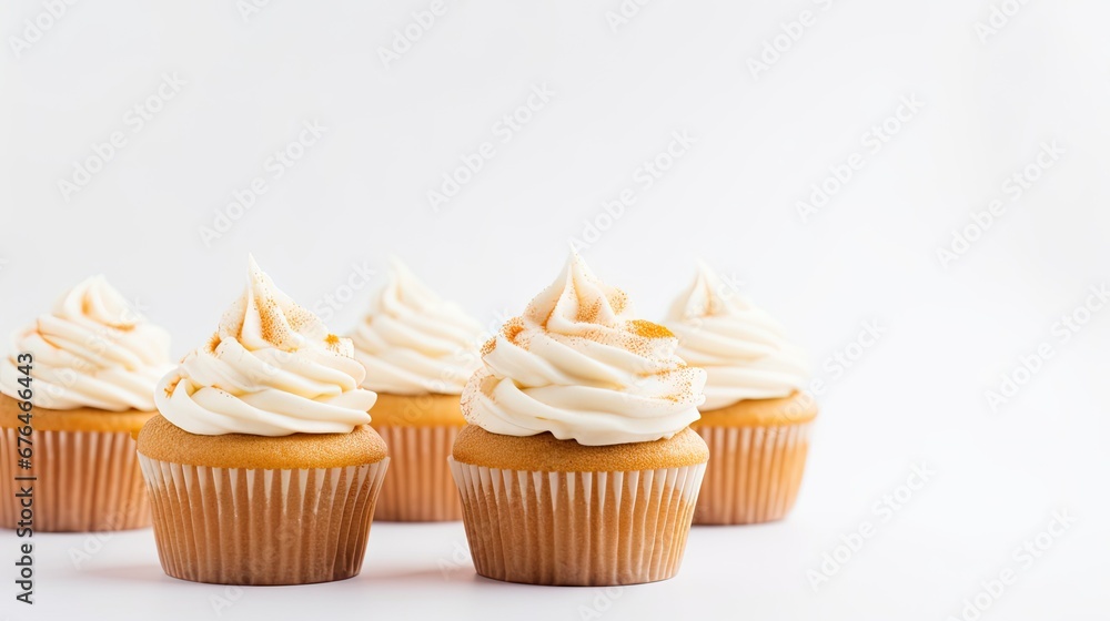Aufkleber a group of cupcakes with white frosting on top of each of the cupcakes is on a white surface. genera