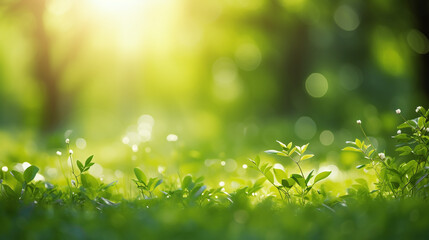green grass and against the sun with bokeh 