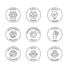 Comprehensive Vector Set of Circular Badge Icons for Natural and Organic Cosmetics and Sustainable Products.