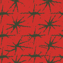 Cardinal red and dark green abstract pattern with splat like textures in this cool seamless pattern for backgrounds and backdrops.