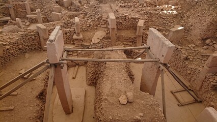 Heritage ruins at Göbeklitepe, a 12,000-year-old Neolithic site near the southeastern province of Şanlıurfa, Turkey.