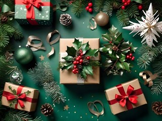 Fototapeta na wymiar christmas tree with gift boxes