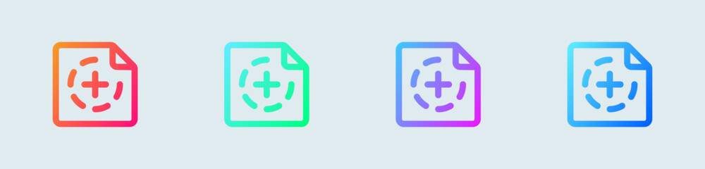 New document line icon in gradient colors. Add signs vector illustration.