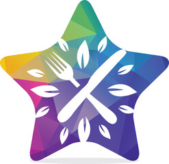 poly Restaurant Logo in star. Food Industry with takeaway logo vector and Polygonal Home baking. colorful vector.