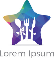 poly Restaurant Logo in star. Food Industry with takeaway logo vector and Polygonal Home baking. colorful vector.