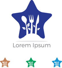 poly Restaurant Logo in star. Food Industry with takeaway logo vector and Polygonal Home baking. colorful vector.
