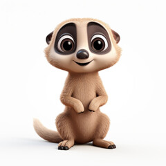 Cute Cartoon Meerkat Isolated on a Transparent Background 