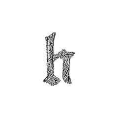 letter h branches hand drawing vector isolated on background.