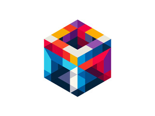 cube logo three-dimensional logotype vector illustration symbol