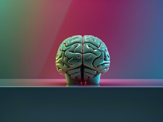 3d rendered illustration of human green brain, blank background, for design, isolated 