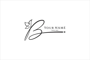 Handwritten initial letter B, simple signature vector logo with flower shape variation © Faiqotur
