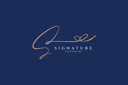 Handwritten initial letter S, simple signature vector logo with butterfly shape variation