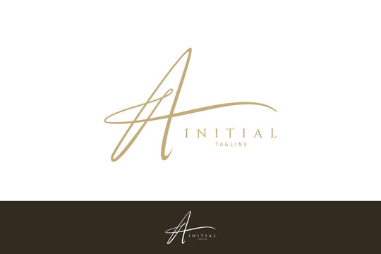 Handwritten initial letter A, simple signature vector logo