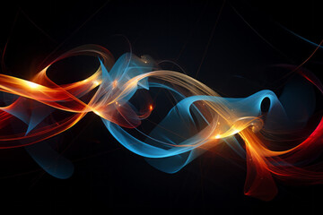 Obraz premium Abstract background. Colorful light waves on black.