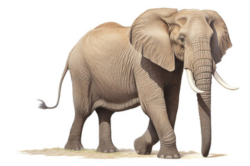 Elephant in front of a white background, Africa, AI Generated