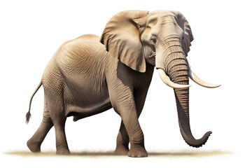 Obraz premium Elephant in front of a white background, Africa, AI Generated
