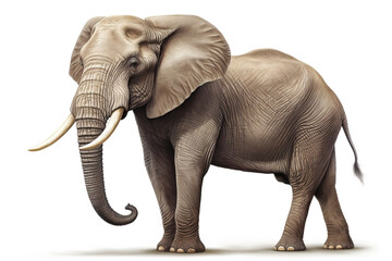 Elephant in front of a white background, Africa, AI Generated