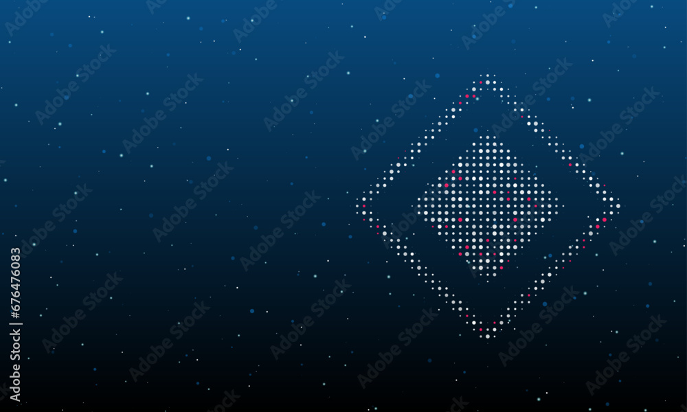 Poster on the right is the main road symbol filled with white dots. background pattern from dots and circle