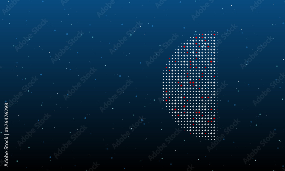 Poster on the right is the semicircle symbol filled with white dots. background pattern from dots and circl