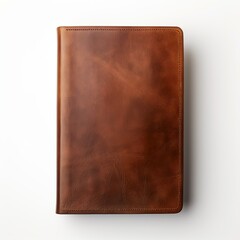 Book in leather cover on white background